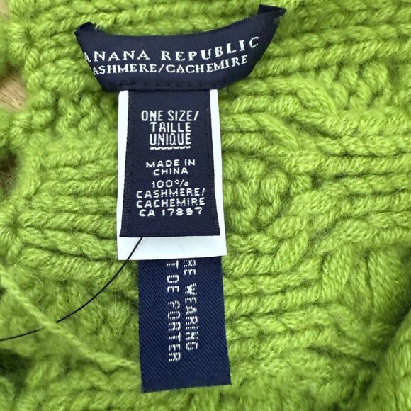 Banana Republic thick Aran cable knit pull-through Cashmere scarf green NWT - Picture 12 of 13